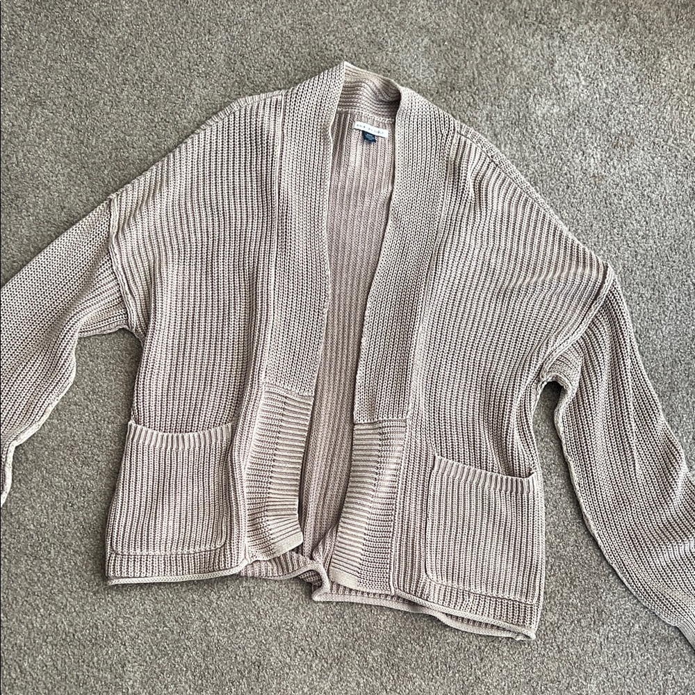 American Eagle Outfitters Light Tan Open Cardigan